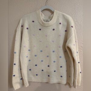 LOFT Polka Dots Cream Pastel Polka Dot Cozy Warm Sweater Size Large